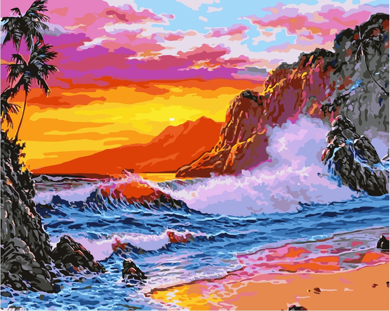 Sunrise Ocean Wave Paint by Numbers