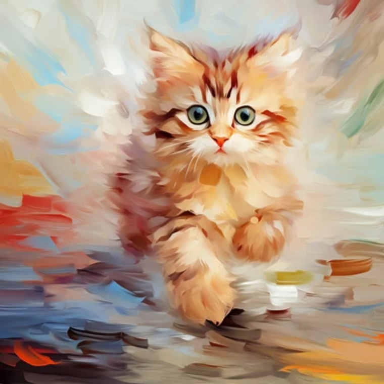Baby Kitten Running - Made to Order Paint by Numbers