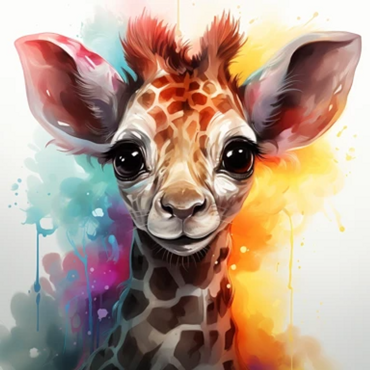 Baby Colourful Giraffe - Made to Order Paint by Numbers