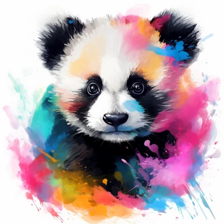 Baby Colourful Panda - Made to Order Paint by Numbers