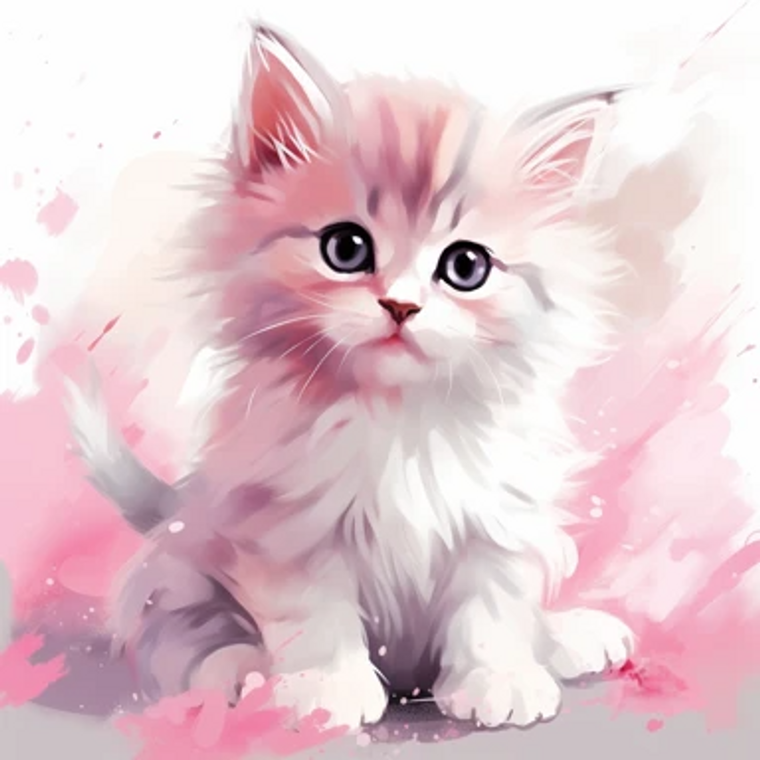 Baby Pink Kitten - Made to Order Paint by Numbers