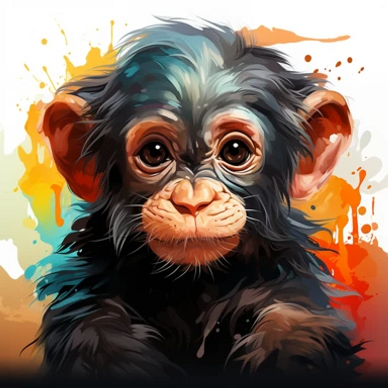 Baby Monkey - Made to Order Paint by Numbers