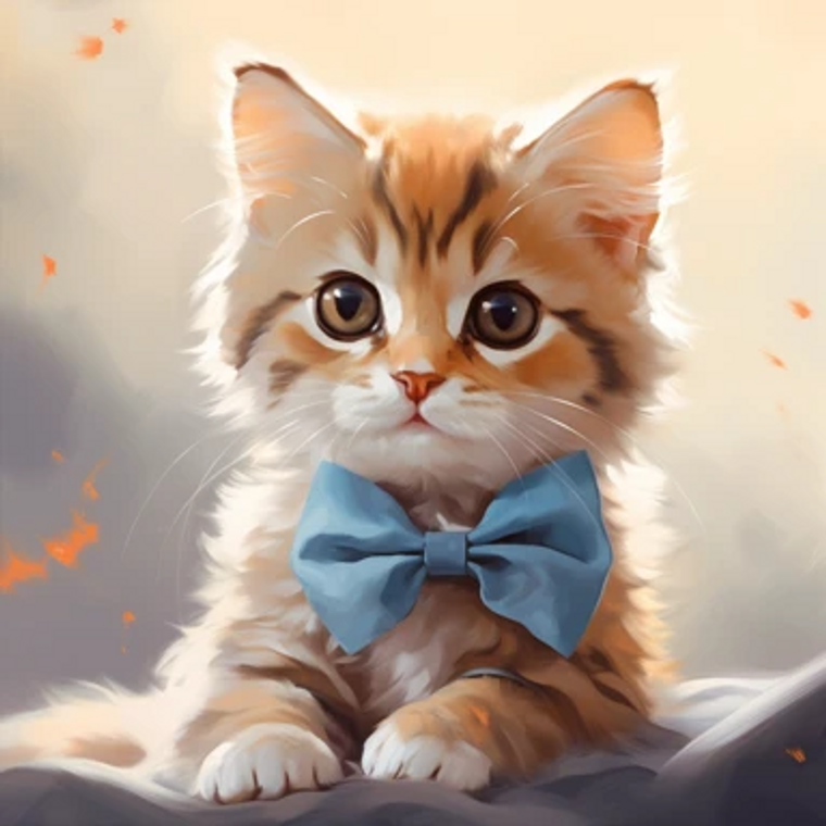 Baby Kitten with Bow Tie - Made to Order Paint by Numbers