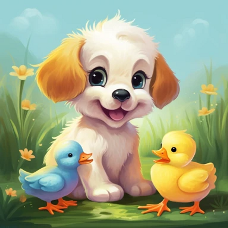 Baby Puppy and Duckling - Made to Order Paint by Numbers