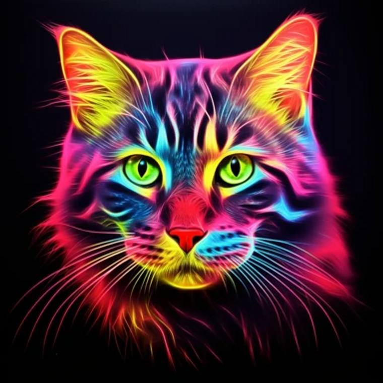 Neon Light Cat - Made to Order Paint by Numbers