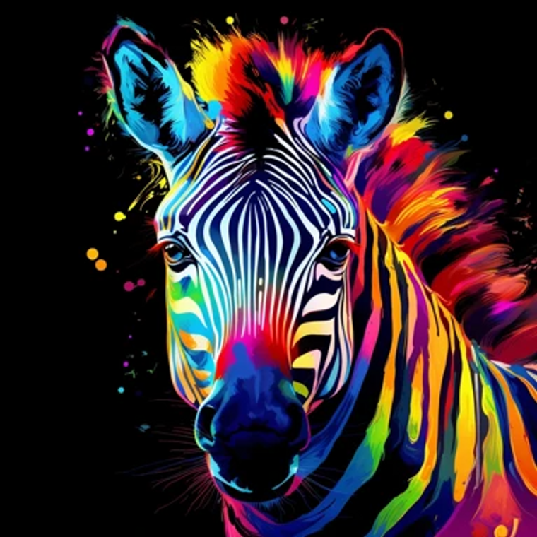 Neon Light Zebra - Made to Order Paint by Numbers
