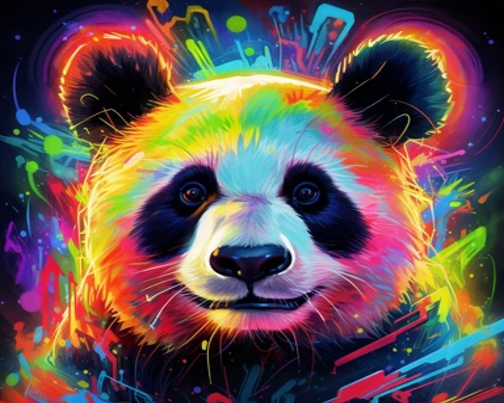 Neon Light Panda - Made to Order Paint by Numbers