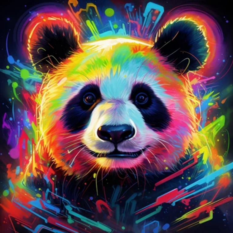 Neon Light Panda - Made to Order Paint by Numbers