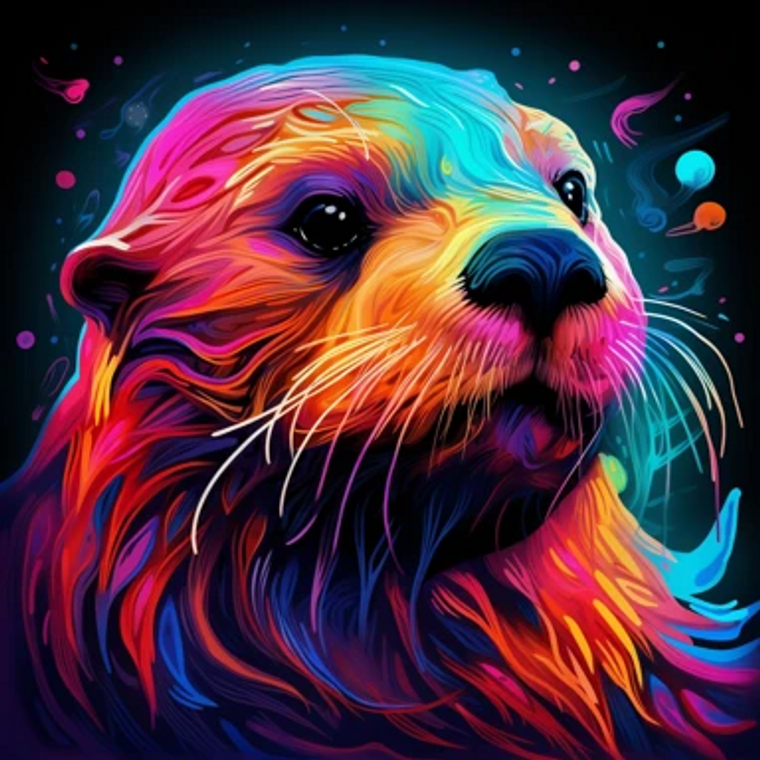 Neon Light Otter - Made to Order Paint by Numbers