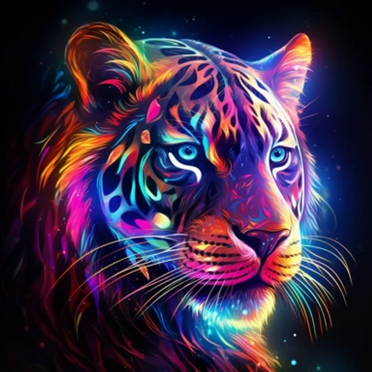 Neon Light Fierce Tiger - Made to Order Paint by Numbers