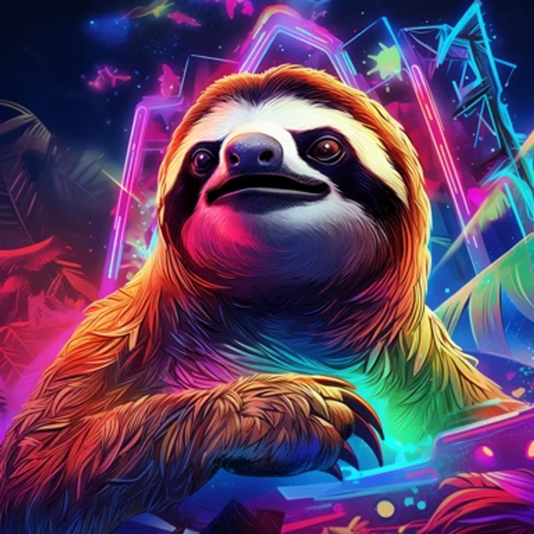Neon Light Sloth - Made to Order Paint by Numbers