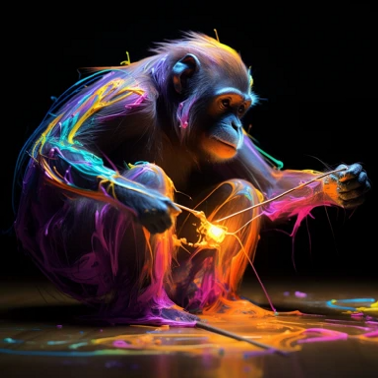 Neon Light Orang Utan - Made to Order Paint by Numbers