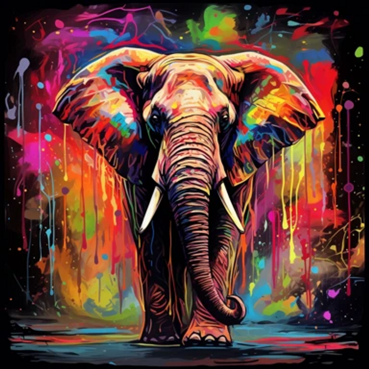 Neon Light Majestic Elephant - Made to Order Paint by Numbers