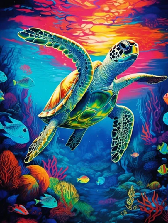 Ocean Turtle Swimming - Made to Order Paint by Numbers