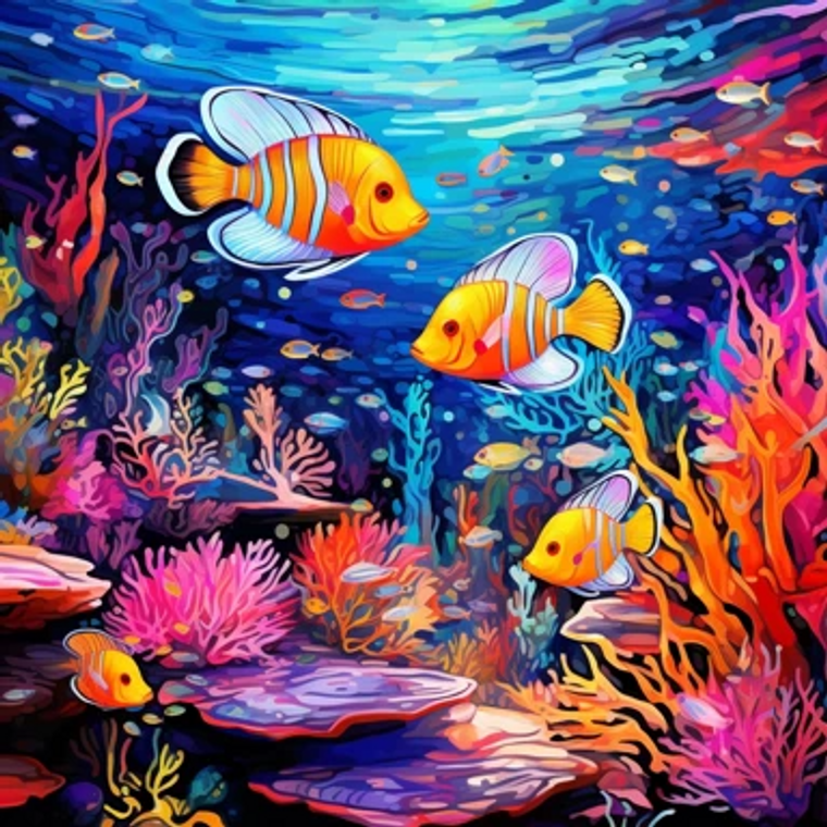 Ocean Clown Fish Family - Made to Order Paint by Numbers