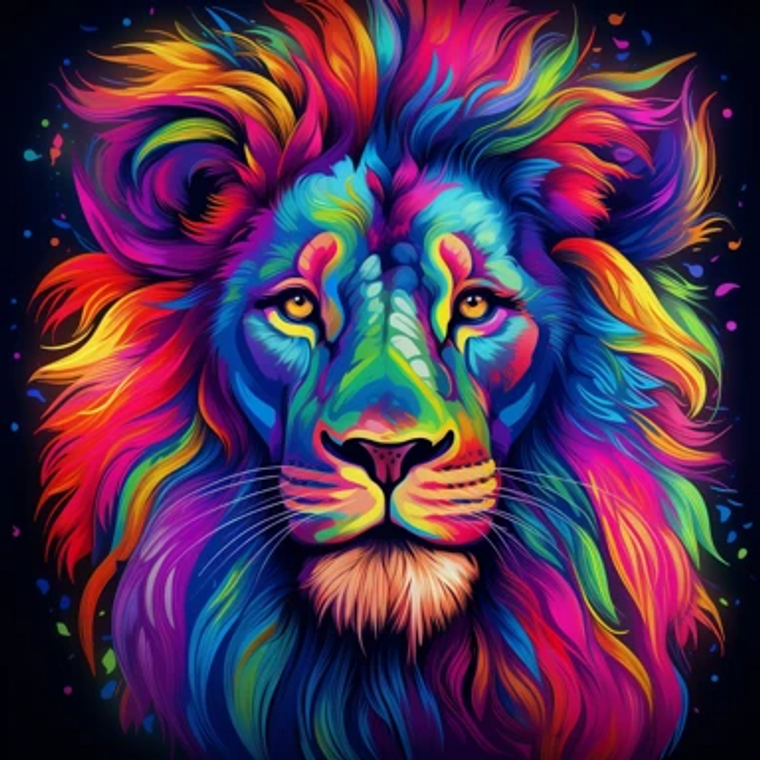 Neon Light Lion King 2 - Made to Order Paint by Numbers