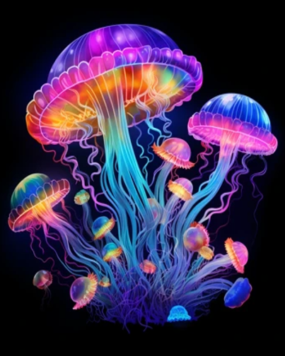 Ocean Mushroom Jelly Fish - Made to Order Paint by Numbers