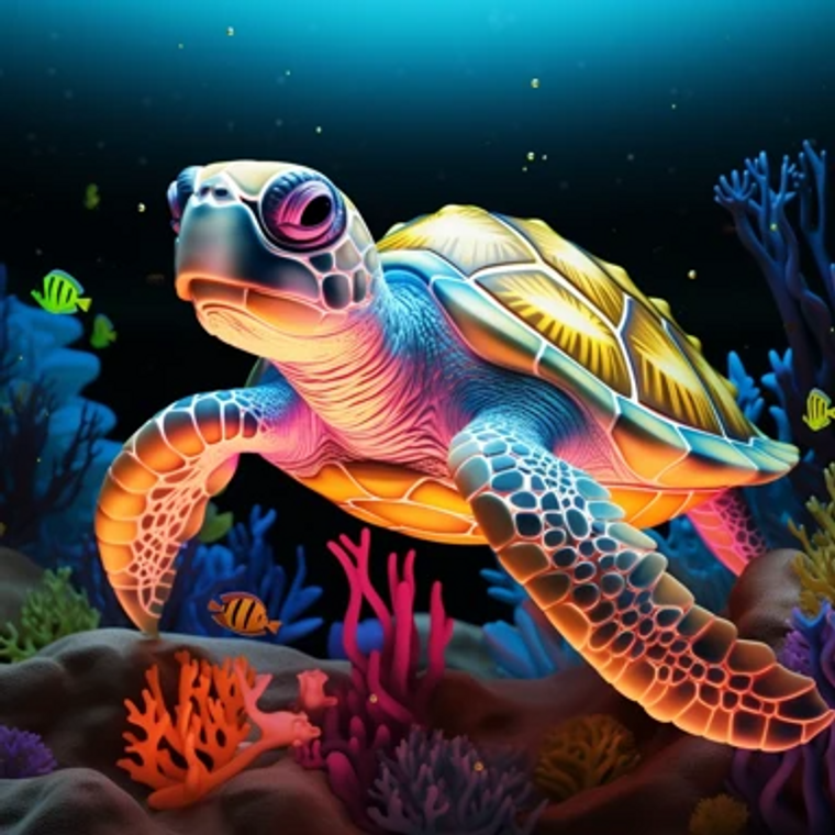 Ocean Golden Back Turtle - Made to Order Paint by Numbers