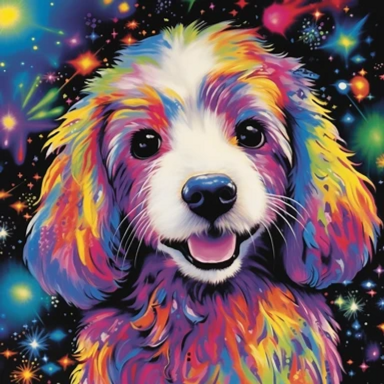 Neon Light Little Puppy - Made to Order Paint by Numbers