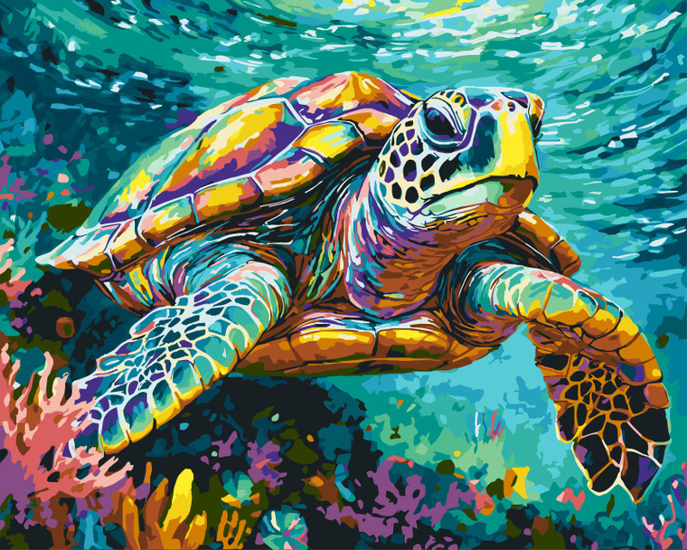 Colourful Ocean Turtle - Made to Order Paint by Numbers
