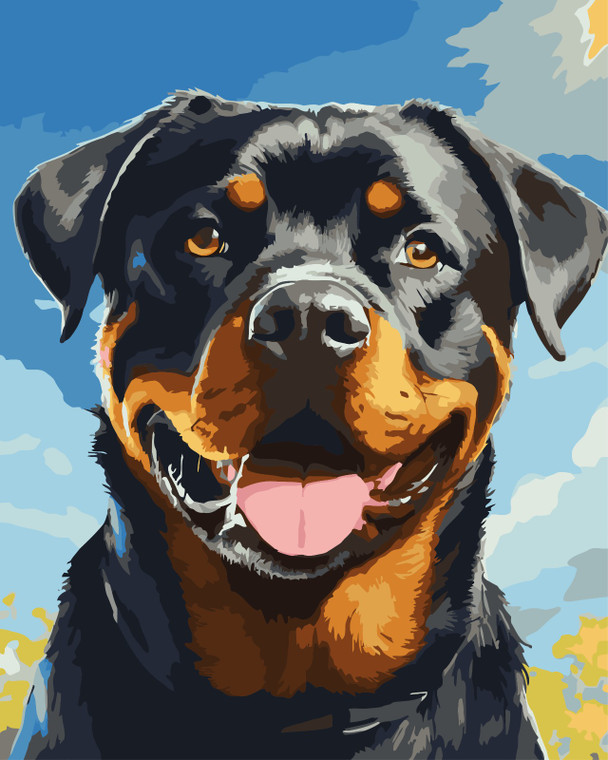 Cheeky Rottweiler with Tongue Out - Made to Order Paint by Numbers