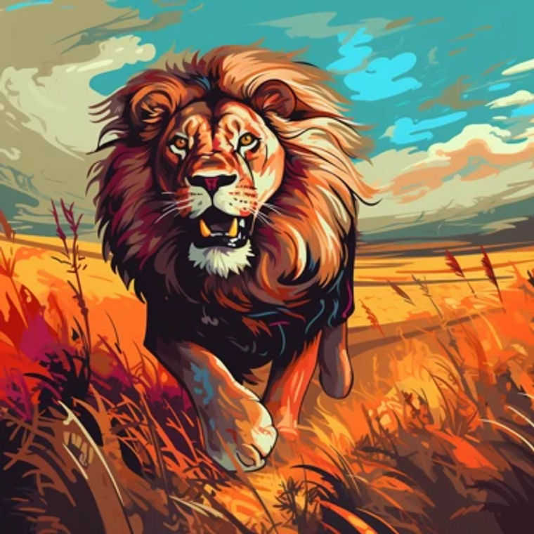 Running Lion - Made to Order Paint by Numbers