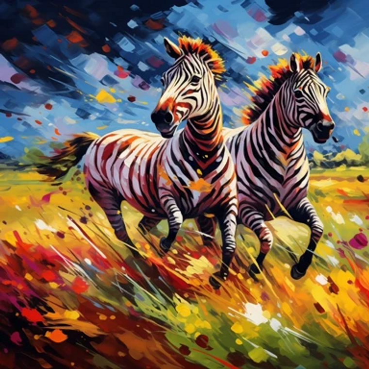 Running Zebras - Made to Order Paint by Numbers