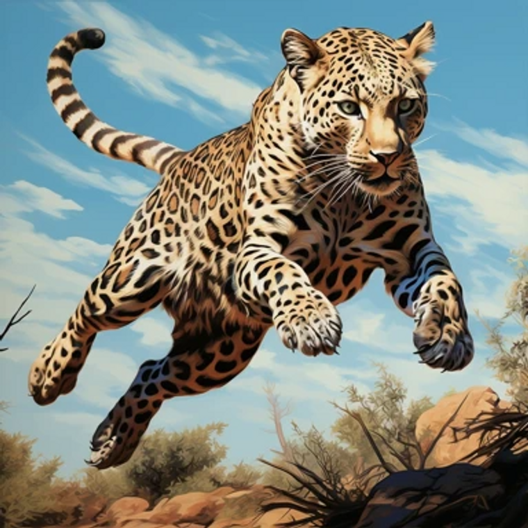 Pouncing Leopard - Made to Order Paint by Numbers