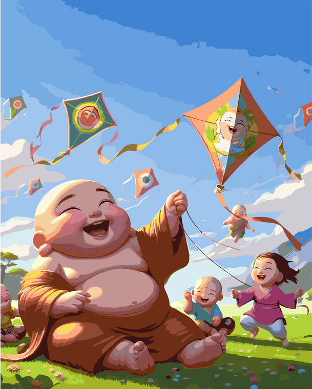 Smiley Buddha Flying Kite