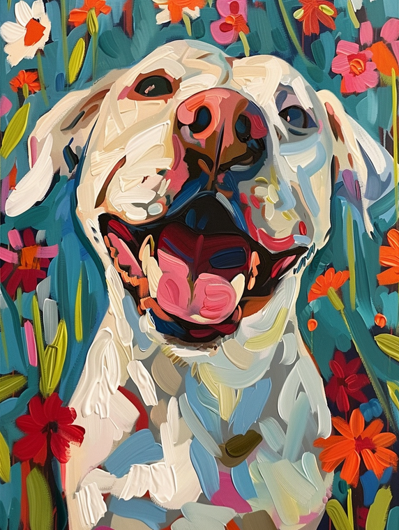 Happy Dog with Flower 4