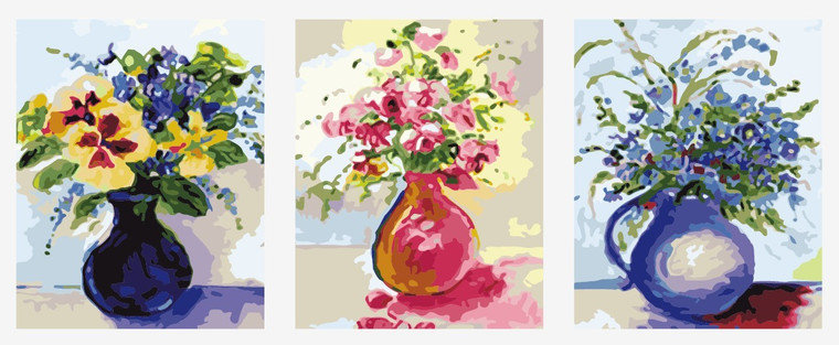 blue pink and purple 3 sets painting by numbers