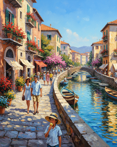 Sunlit Stroll by the River in Naples