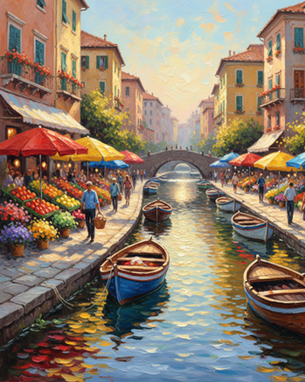 Morning Market by the Riverside