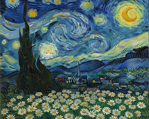 Starry Night Over a Field of Daisies