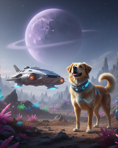 Dog on a Futuristic Planet