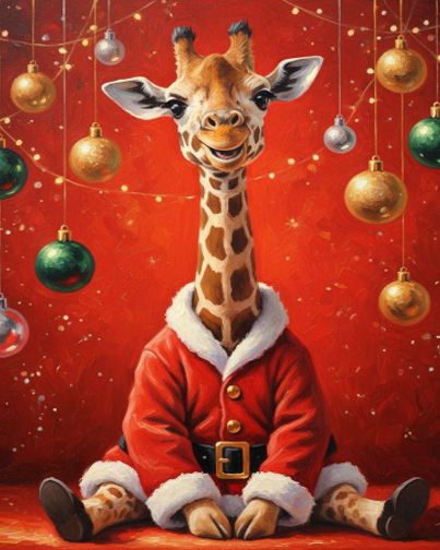 Giraffe in Santa Suit
