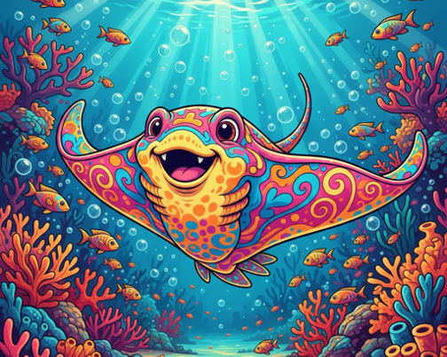 The Happy Colourful Stingray