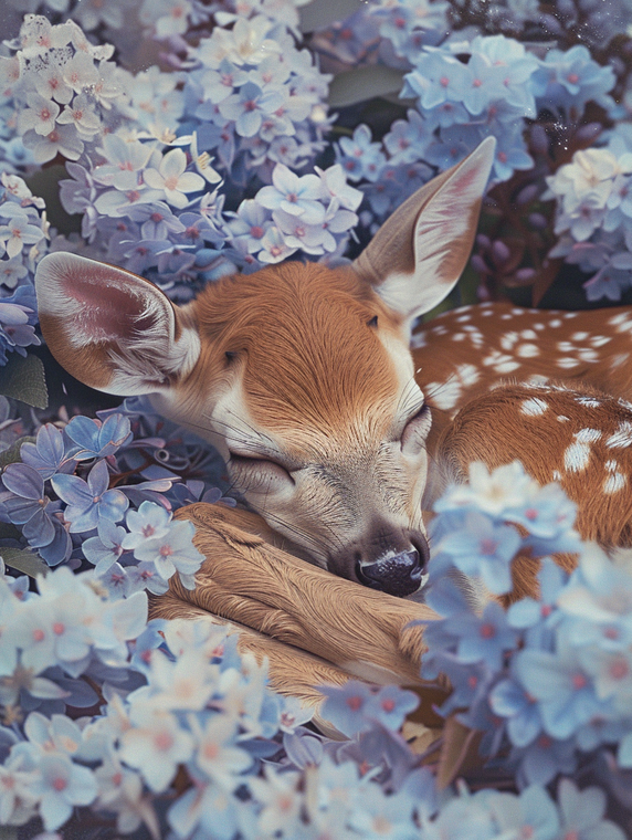 Deer Sleeping in Flower Bed 4