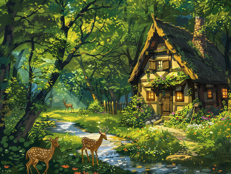Green Cottage and Deers 2