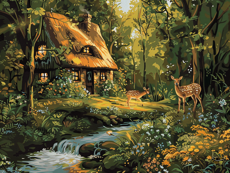 Green Cottage and Deers 3