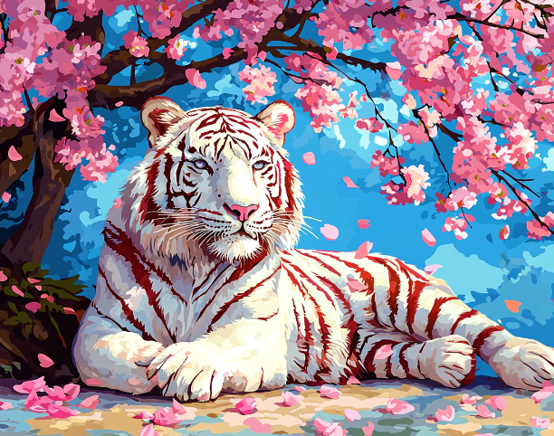 White Tiger and Cherry Blossom
