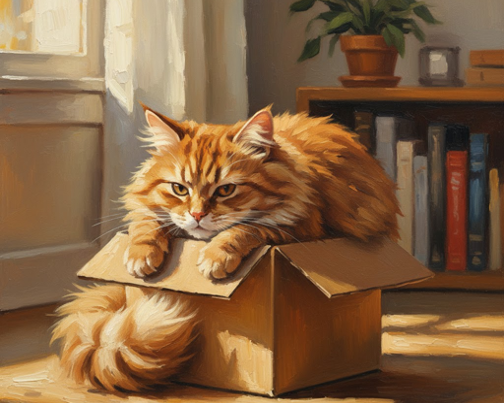 A Cat Attempting to Fit Into a Tiny Box