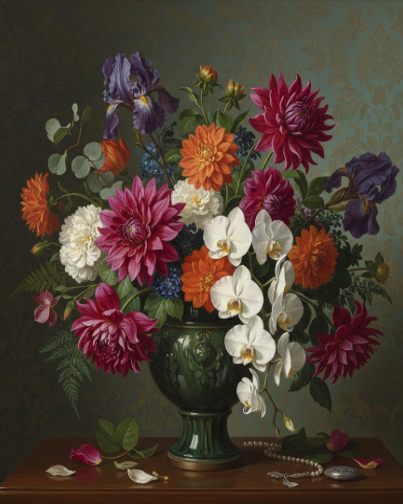 Blossoms in Green Vase