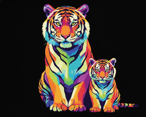 Two Colourful Tigers