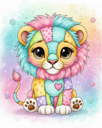 Colourful Patchy Baby Lion