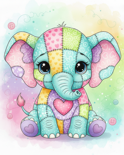 Colourful Patchy Baby Elephant