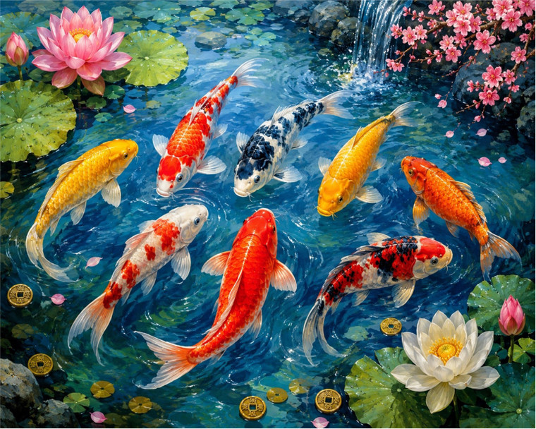 Eight Koi in Prosperity