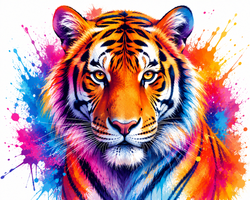 Rainbow Splash Tiger Portrait