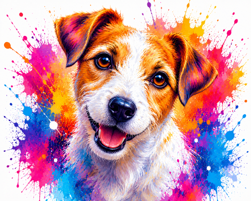 Rainbow Splash Jack Russell Portrait