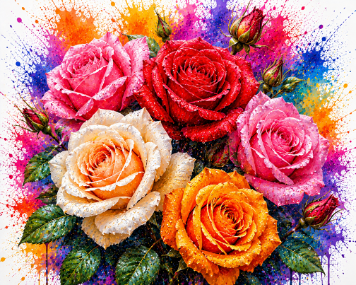 Vibrant Roses Splash Bouquet